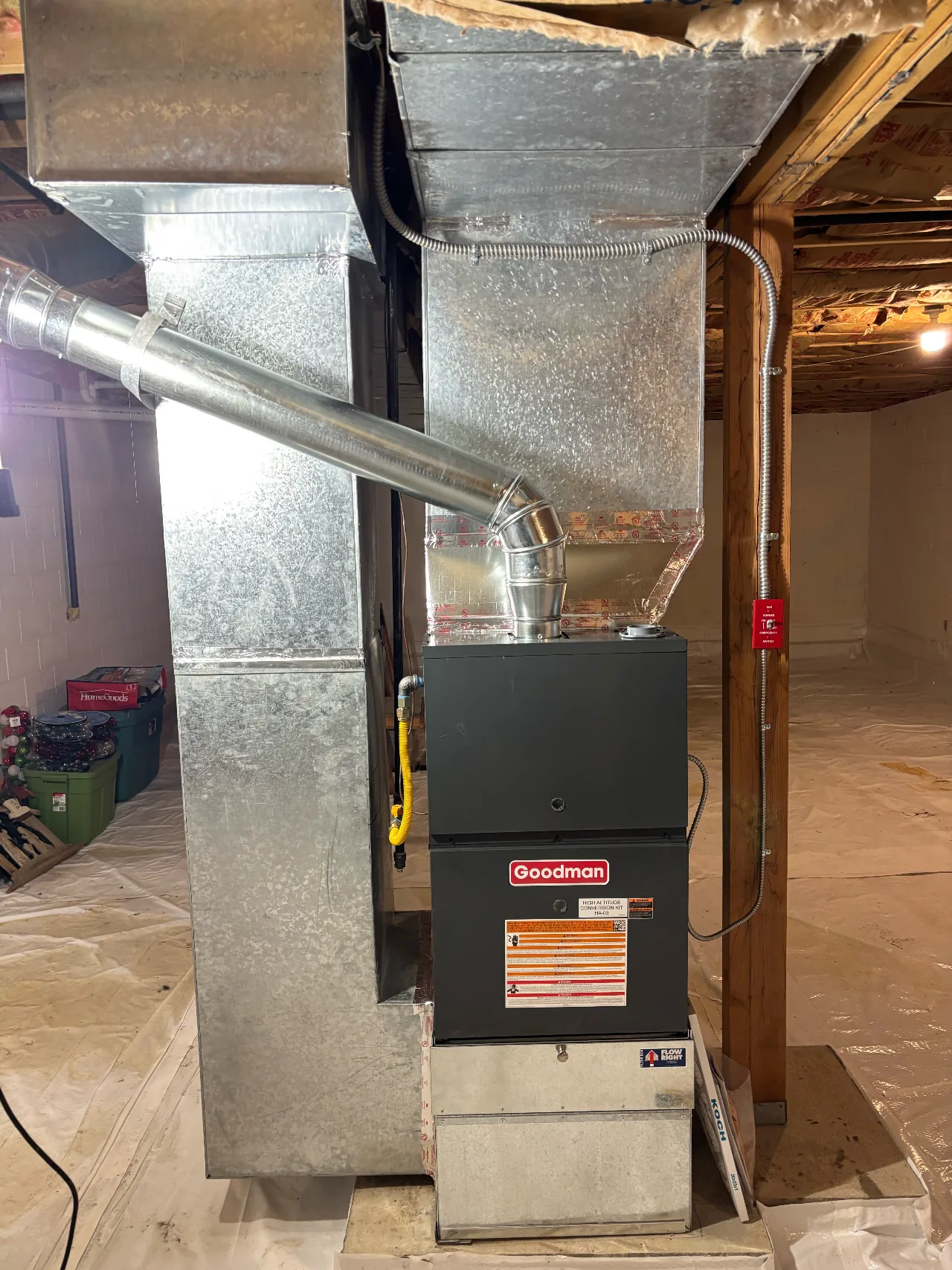 Goodman gas furnace and sheet-metal plenums