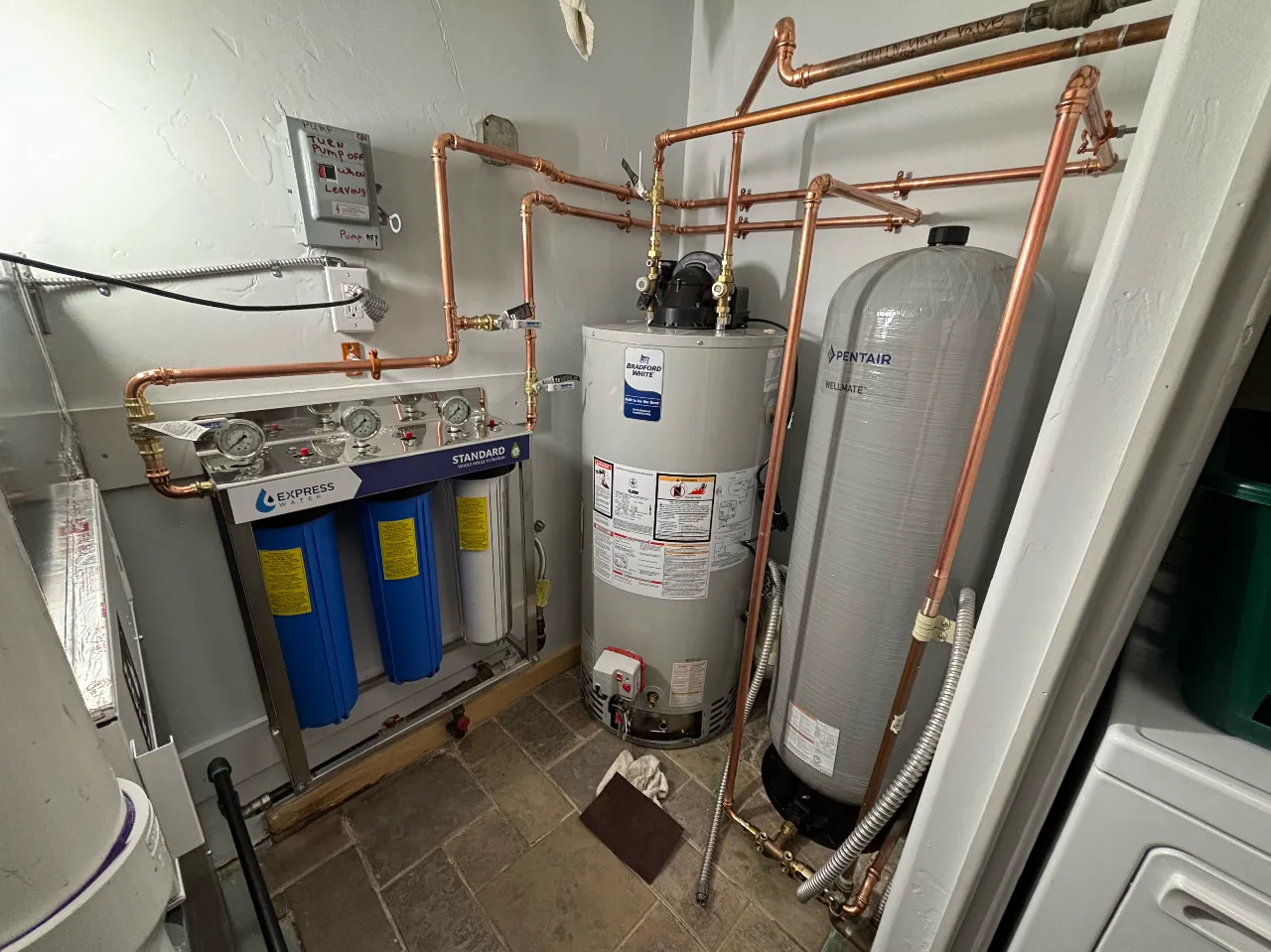 Water heater, filtration and well tank in copper